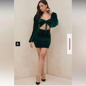 House of CB Abigail Emerald Green Velvet Mini Dress. Size XS.